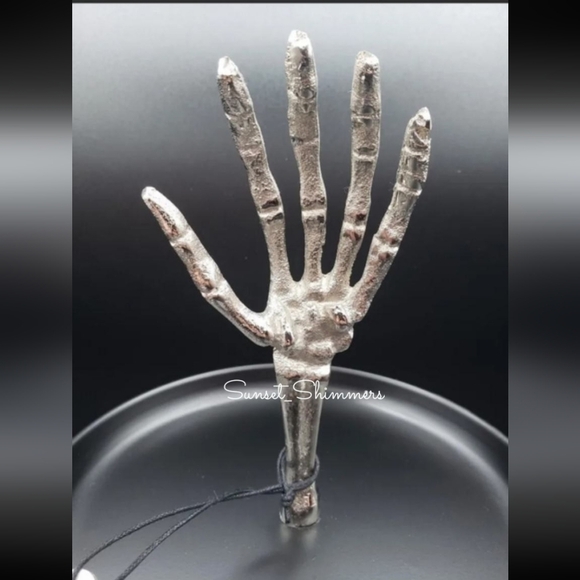 HALLOWEEN Metal Skeleton Hand 3 Tier Footed Serving Stand Appetizer Dessert Tray - Picture 2 of 12